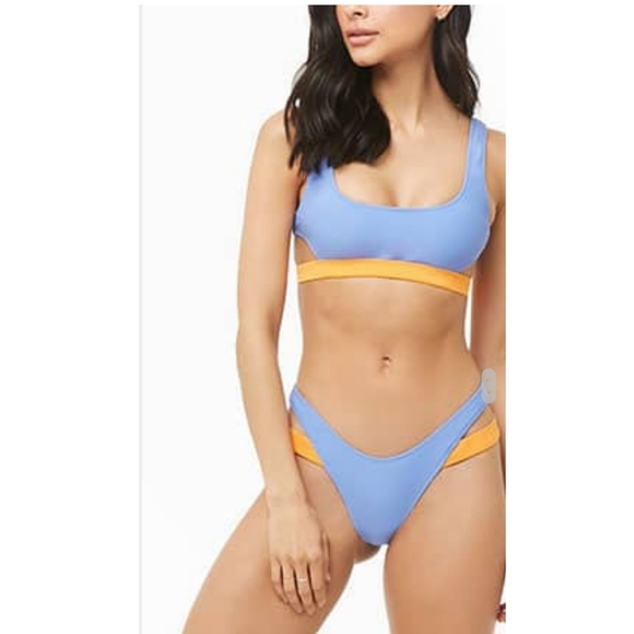 blue and orange bathing suit